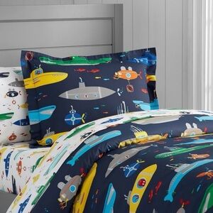 Navy Submarine Pottery Barn Toddler/Crib Size Duvet Fitted & Pillowcase